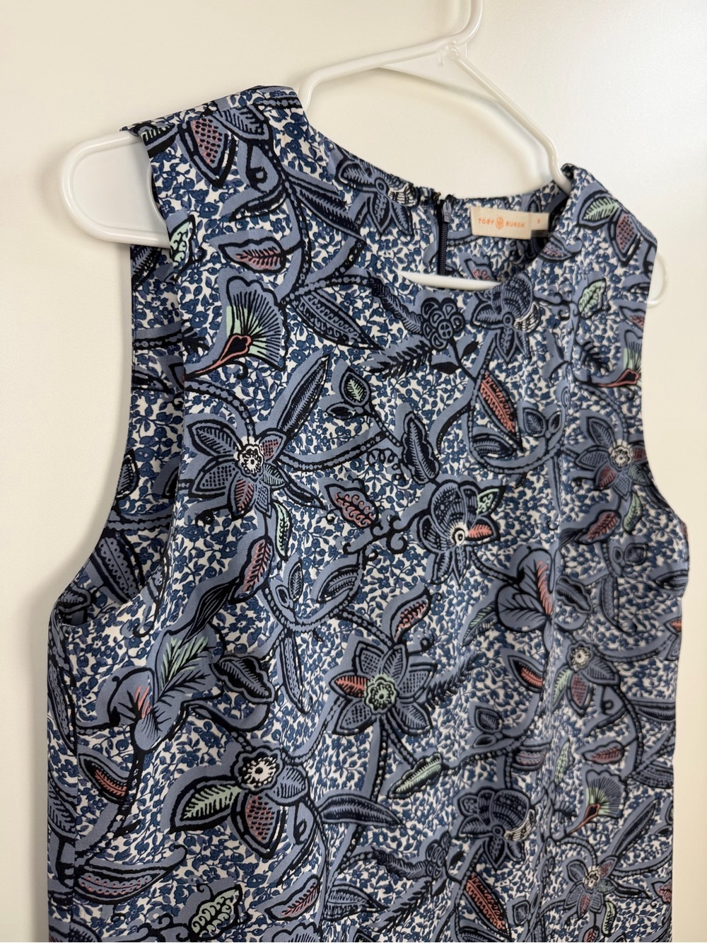 Tory Burch Navy Floral Sleeveless Shift Dress - Picture 5 of 10